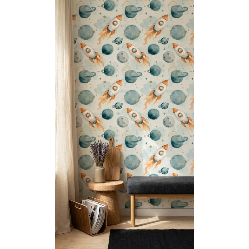 Papier peint aquarelle, rouleau de papier peint mural, Peler et coller