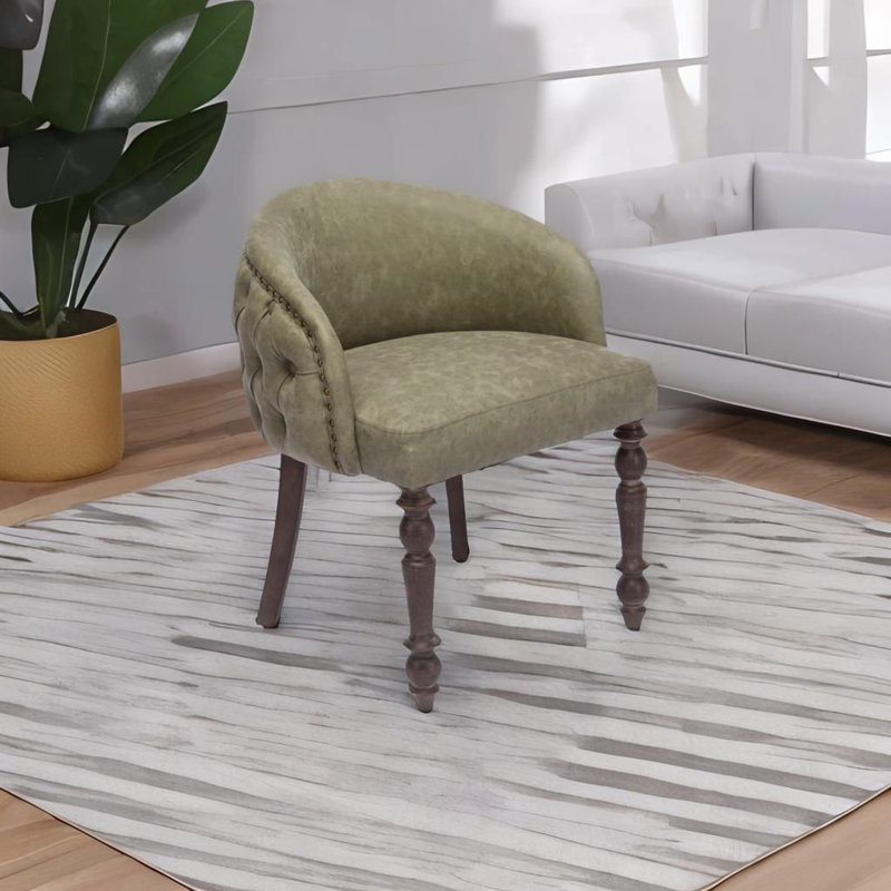 Chaise d'appoint en cuir Emilie, Vert
