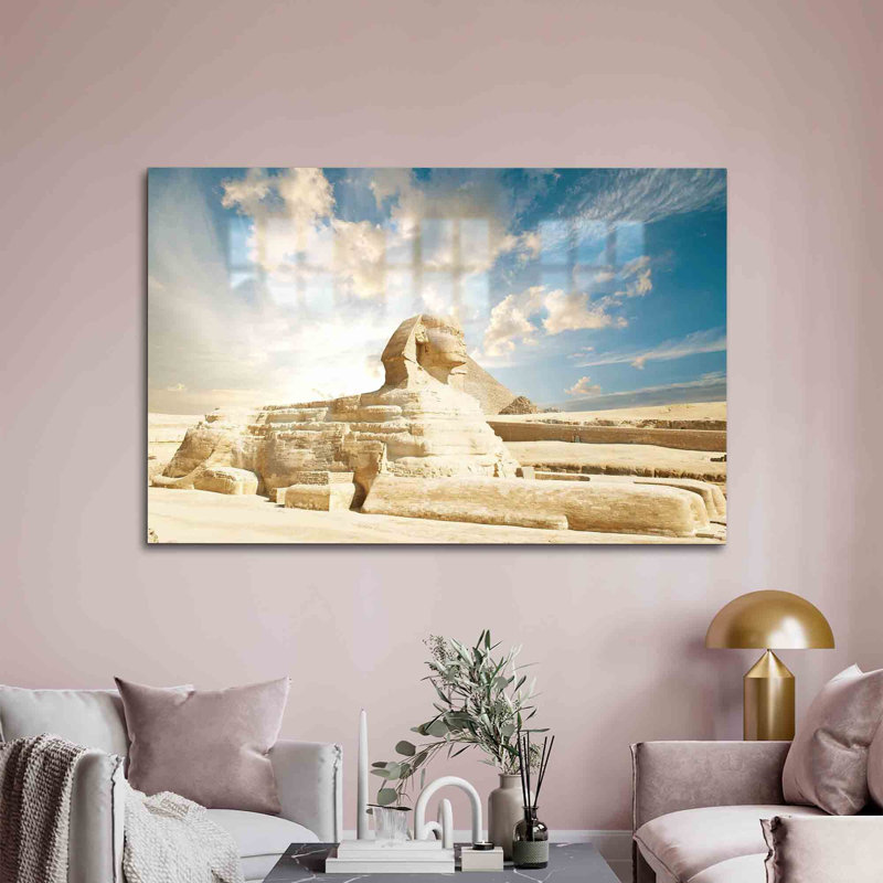 Décoration murale ciel avec de célèbres repères égyptiens imprimés sur du verre trempé pour une touche artistique dans votre maison