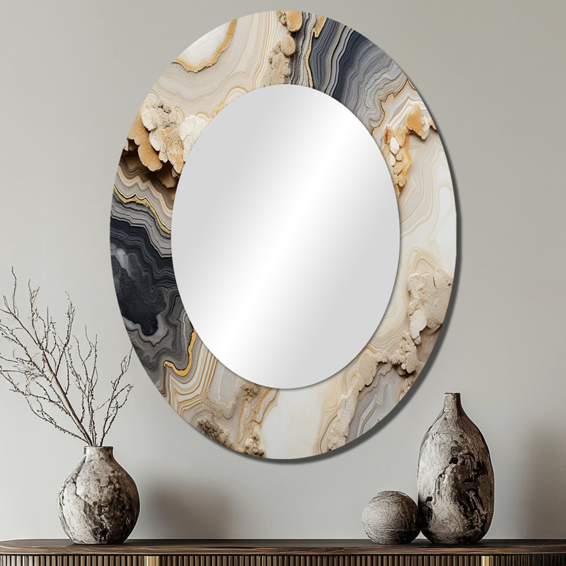 Miroir mural moderne gris et orange, H 40 po x l 30 po