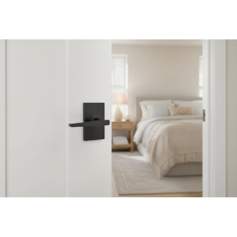 Door Lever, Matte Black, Passage Hall/Closet