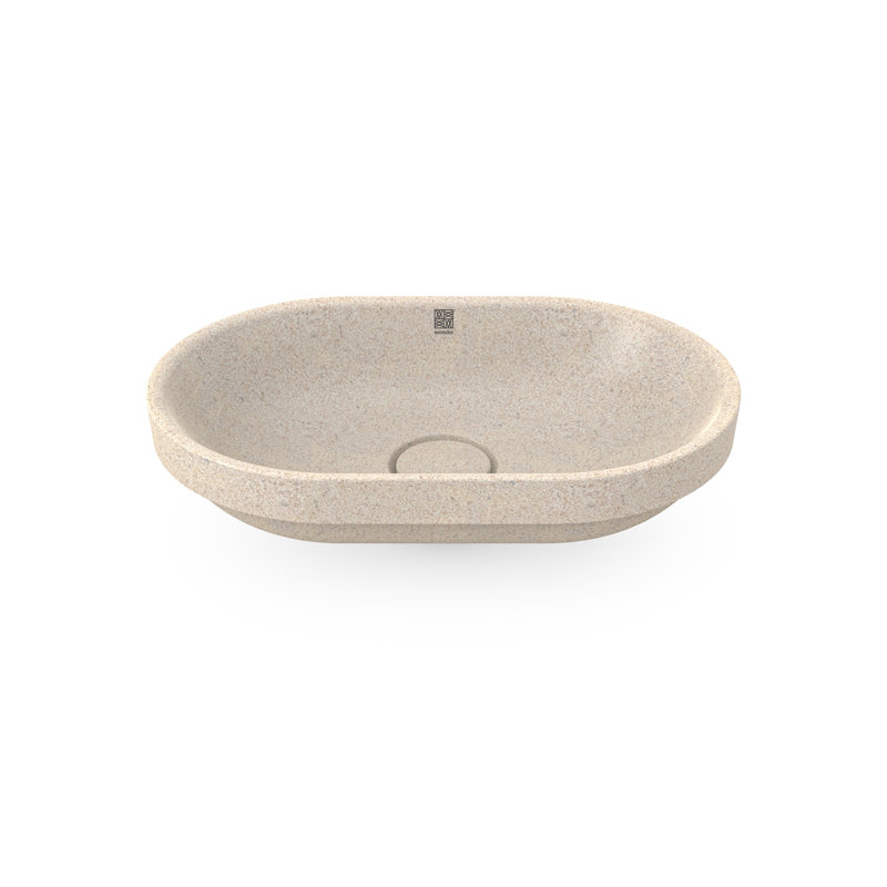 Woodio Soft60 15.748'' Wood Oval Bathroom Sink, Polar