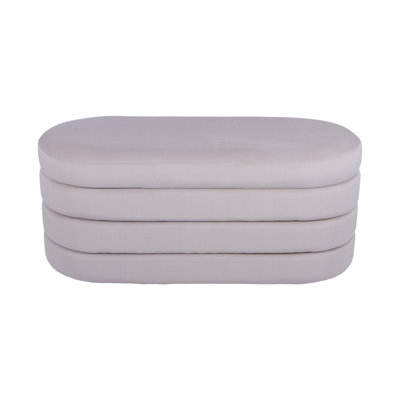 Banc avec rangement en velours taupe