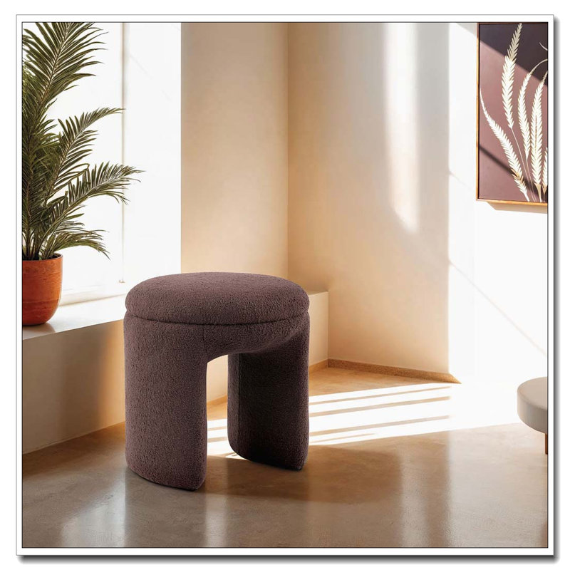 Tabouret d'appoint à plateau rond - Shearling - Conception de banc, Brun