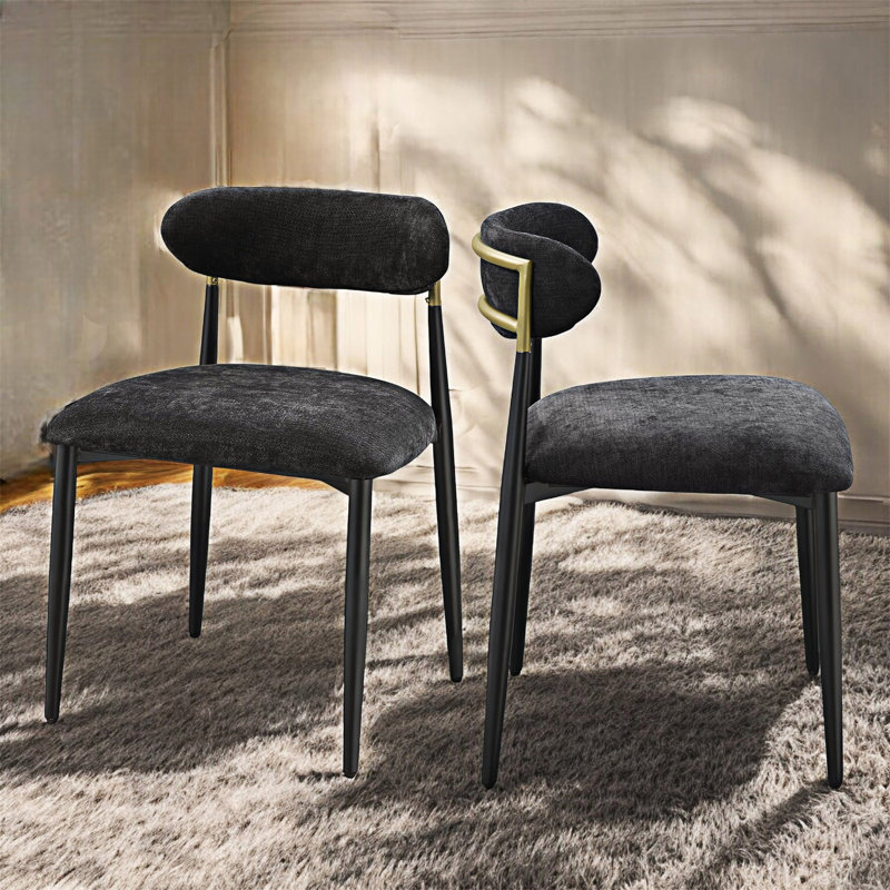 Chaise d'appoint rembourrée (ensemble de 2), Noir