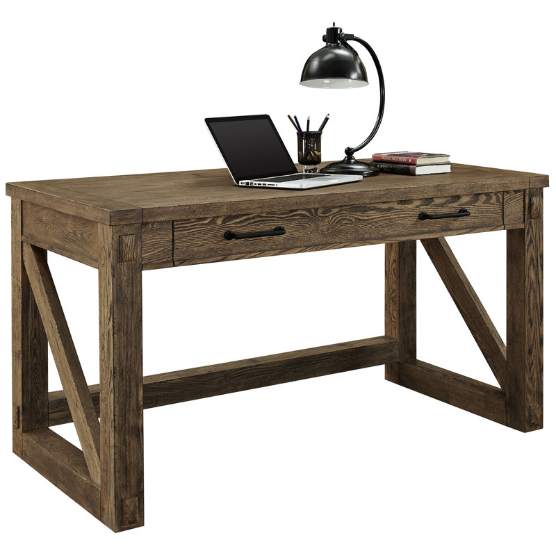 Bureau avec prises Jyler, Chêne vieilli