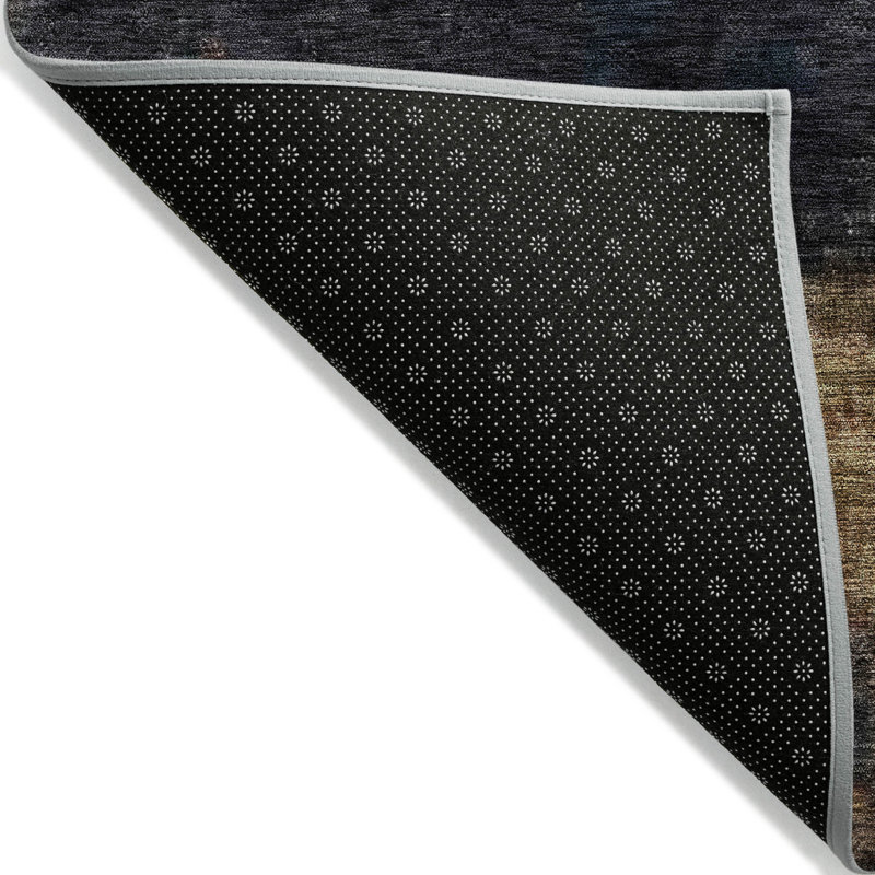 Tapis d'extérieur lavable gris anthracite et beige abstrait 9 pi x 12 pi