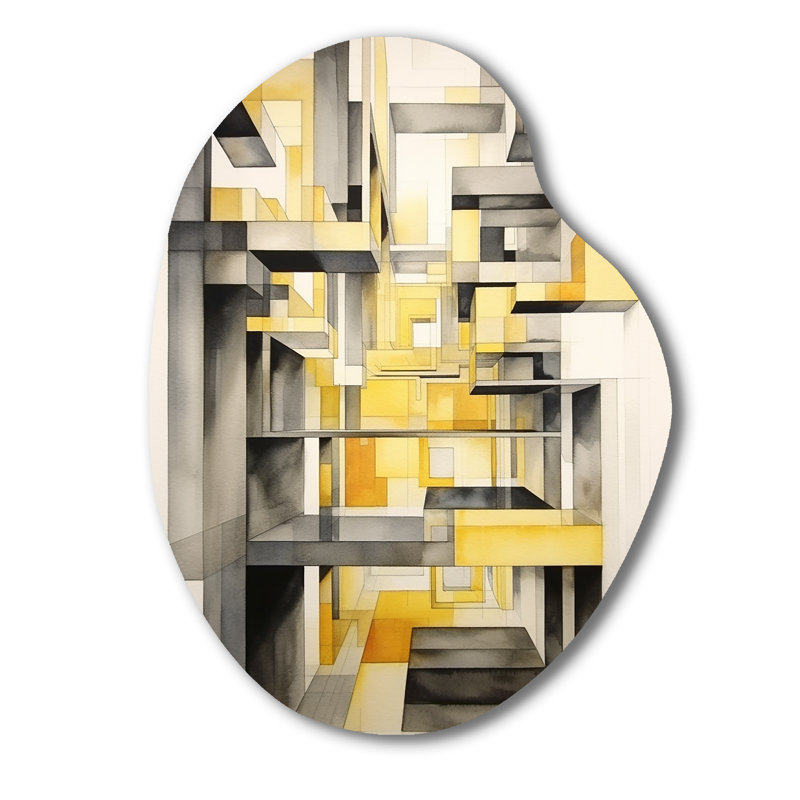 Clela - formes abstraites, art mural en métal asymétrique, reproduction d'art en métal de forme irrégulière jaune