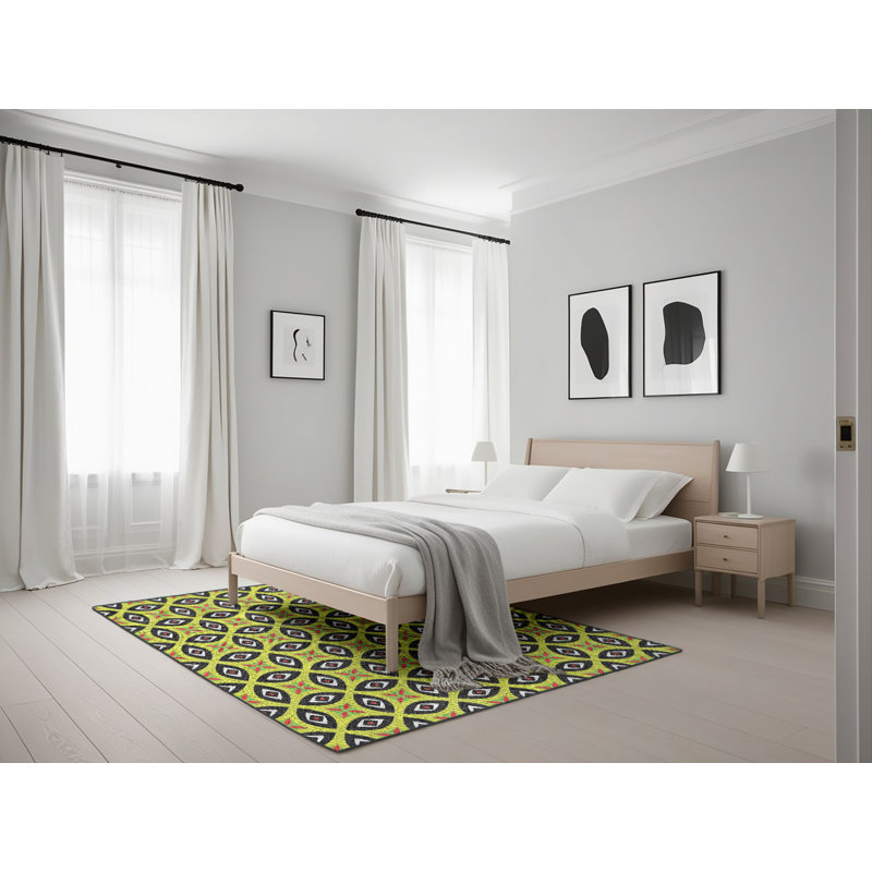 Tapis vert mer / noir Power Loom, Rectangle 5 pi x 7 pi