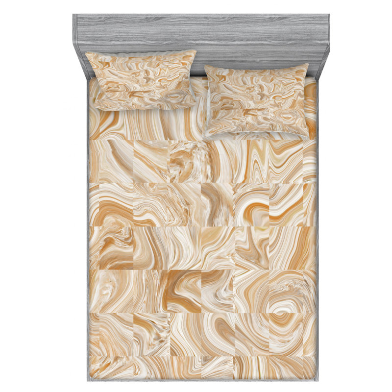 Microfiber Abstract Sheet Set, Full Sheet Set with Fitted Sheet