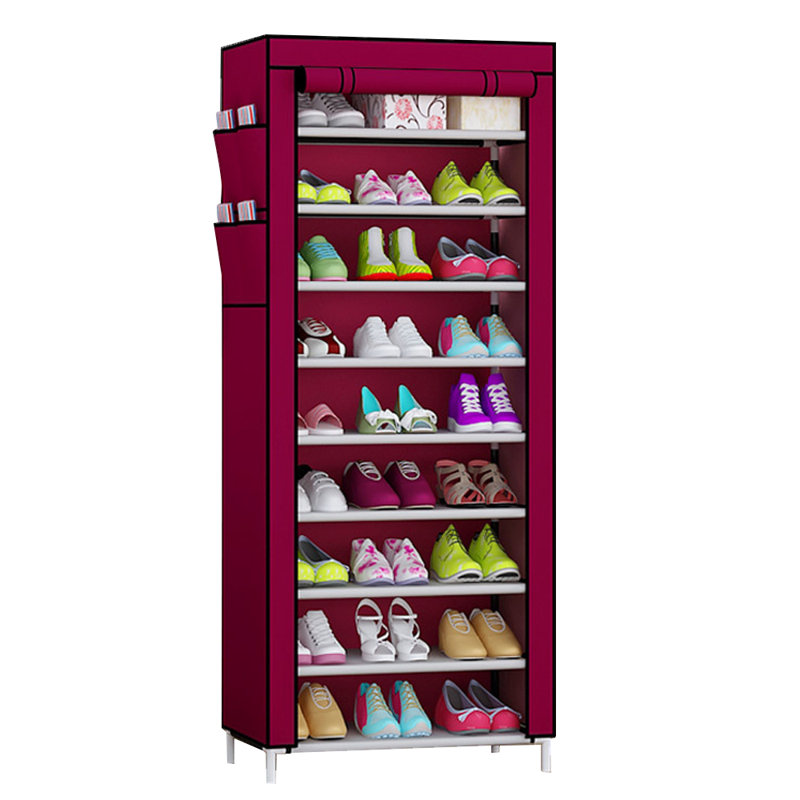 30 Pair Stackable Shoe Rack, Wine Red