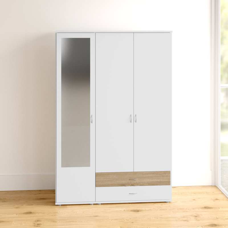 Noosa Hinged Door Wardrobe, Alpine white and Sonoma oak