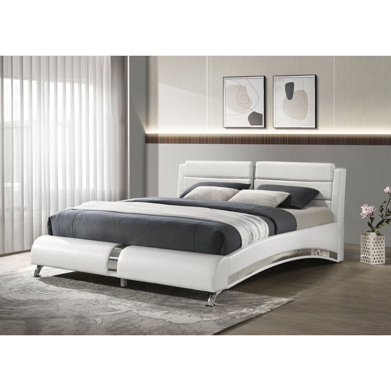 Artimiza Upholstered Eastern King Sleigh Bed White, White, King