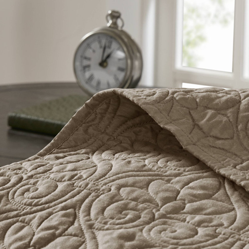 Khaki Twin Reversible Microfiber Bedspread Set
