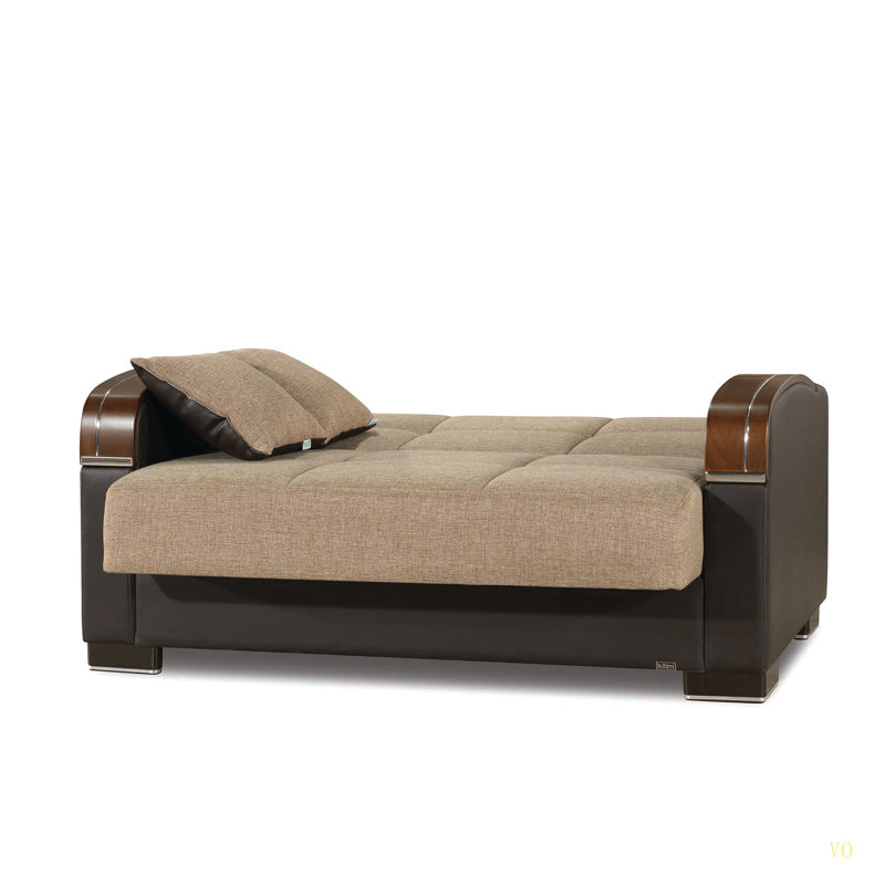 Primenest Mobilon Collection Upholstered Convertible Loveseat With Storage