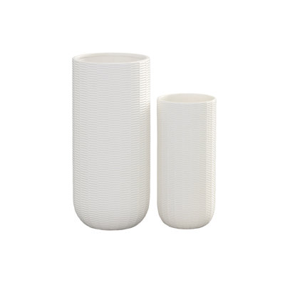 Pot haut en céramique rond blanc mat