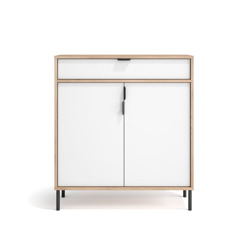 16 Pair Shoe Storage Cabinet, Oak/White