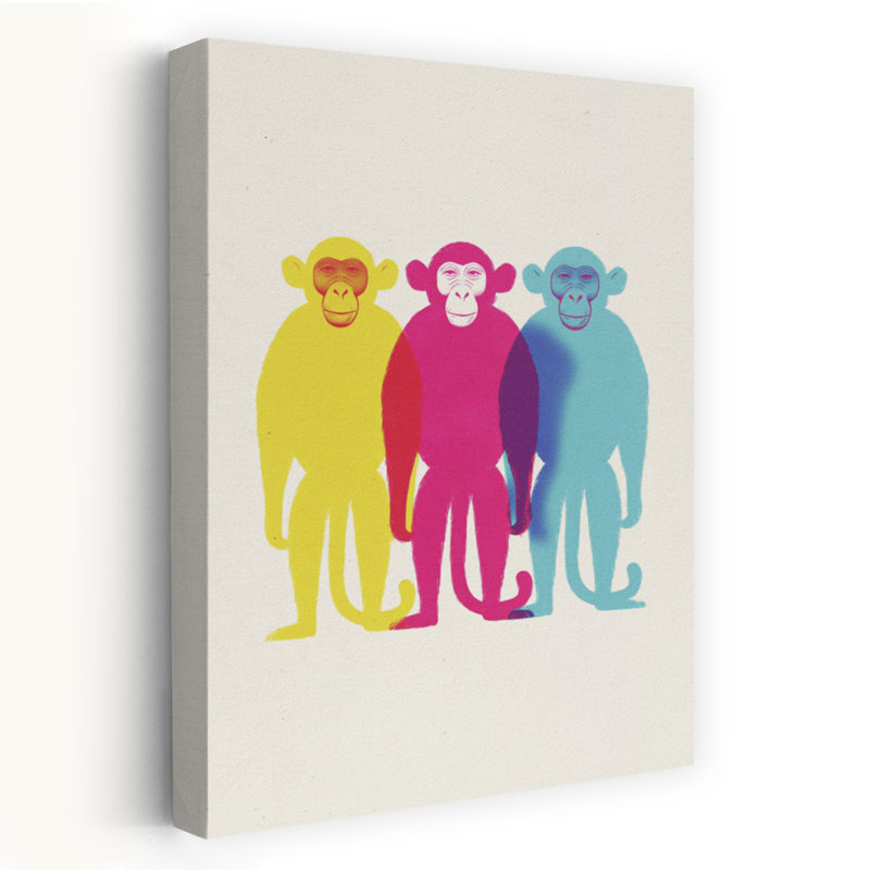 Art contemporain, art mural singe contemporain, H 24 po x l 16 po