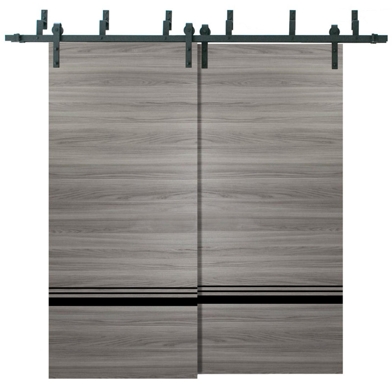 Porte de grange en bois massif massif, Frêne gingembre, 60 po x 96 po