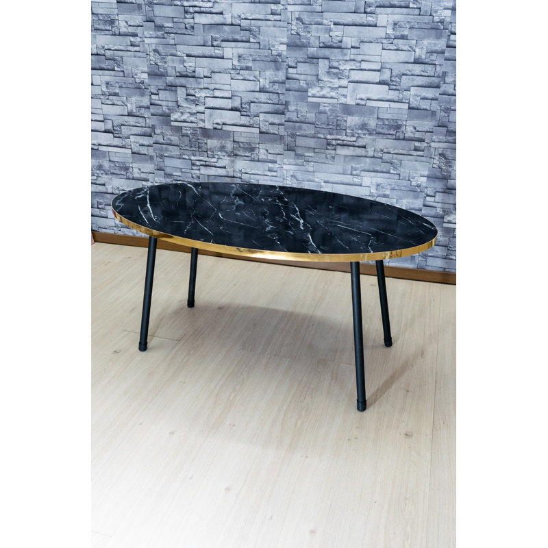 Cathrine 4 - Piece Living Room Table Set, Black Marble