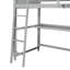 Lit mezzanine simple gris avec structure en bois massif, bureau et tablette pour tablettes-1078752898
