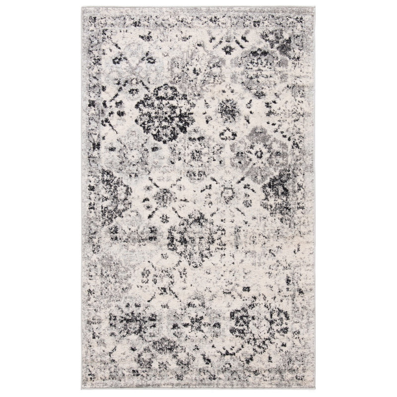 Newhouse Oriental Silver/Gray Area Rug, Rectangle 2'3" x 4'