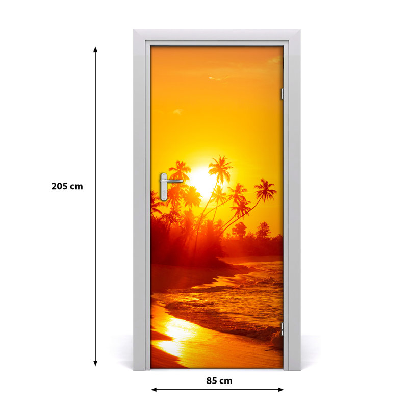Tropical Beach Door Decal, 205cm H x 85cm W