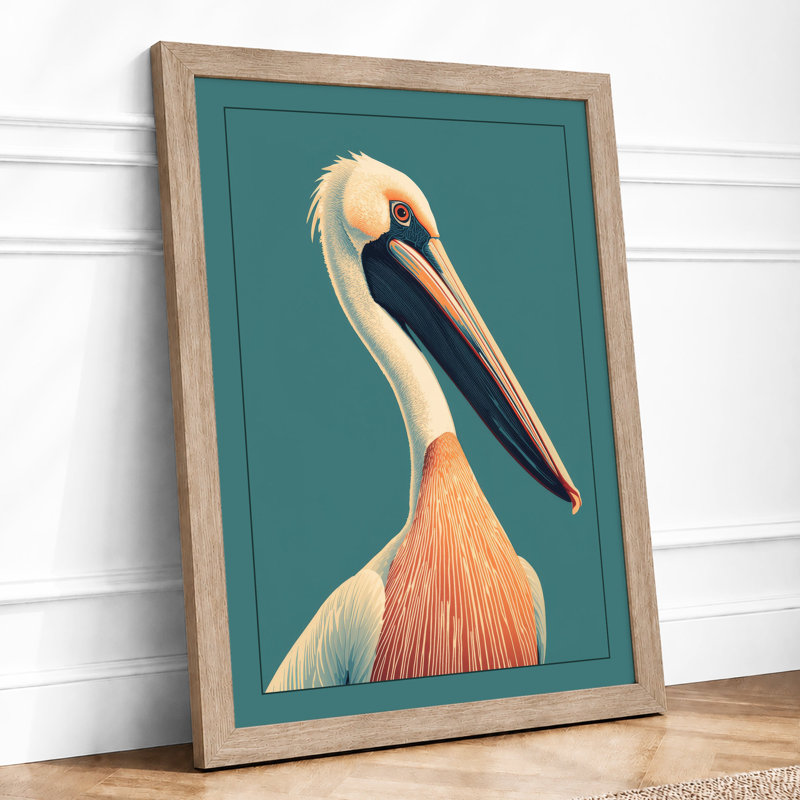 Pelican Profile Modern - Print, A2 - 59.4 x 42.0 cm, Oak
