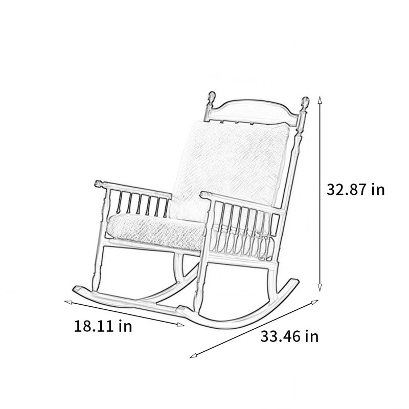 Chaise berçante élégante en noyer massif