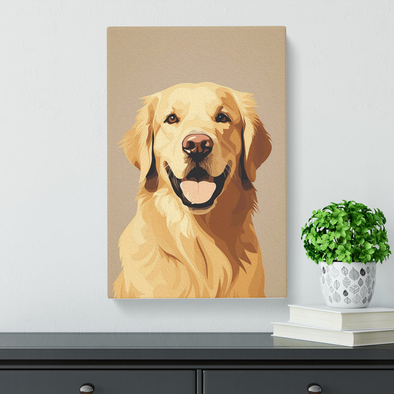 Golden Retriever Minimalism - No Frame Print, 50cm H x 35cm W x 3cm D