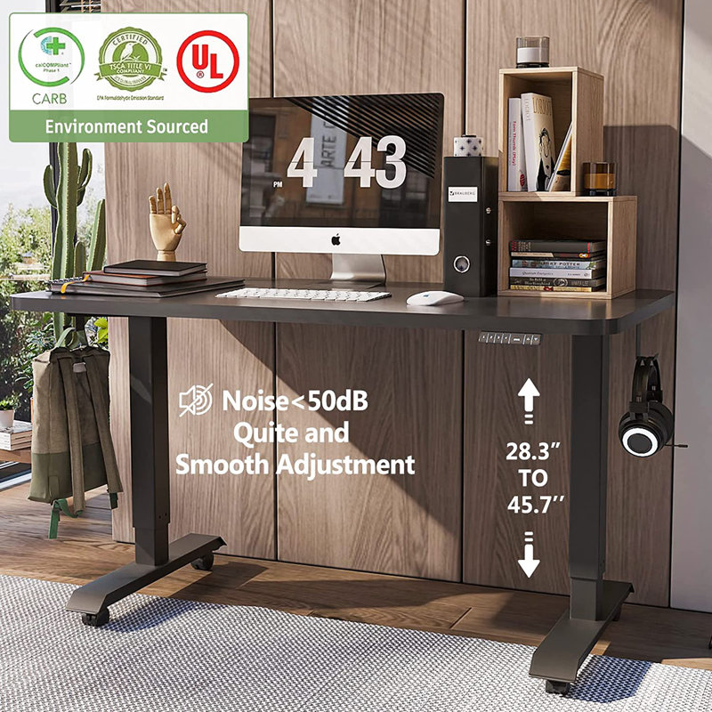 Bureau debout réglable en hauteur l 48 po Panhia, Noir