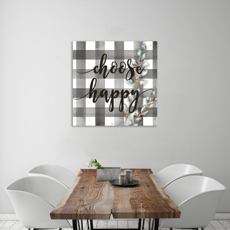 "Buffalo Check: Choisissez heureux", toile tendue par Trinx, H 24 po x l 24 po x P 1,5 po