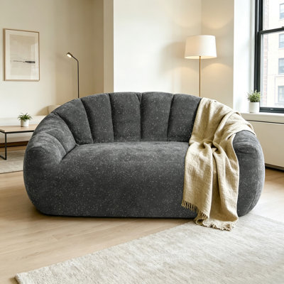 Starry Sky Faux Fur Oversized Bean Bag Sofa, Bear Paw Design Plush Lounge Chair with Armrest, Foam Filled Comfy Accent Sofa for Living Room Bedroom, No Assembly Required