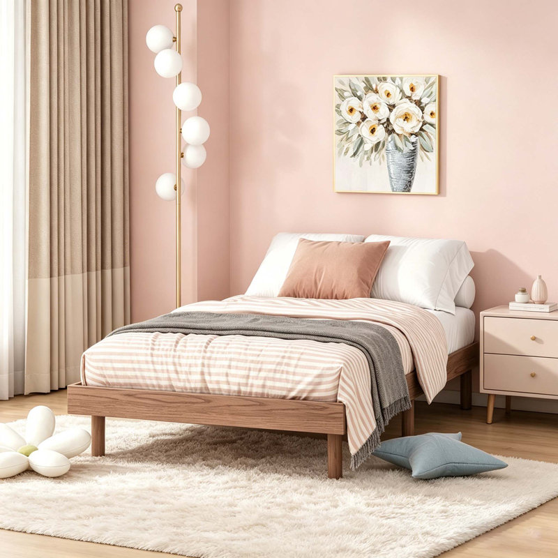 Bed Frame, Platform Bed, Twin Bed Frame Wood, Twin Frame, Floating Bed Frame, Twin, Brown