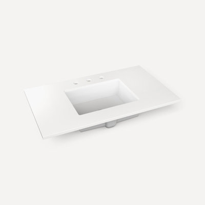 Comptoir de meuble-lavabo en quartz, 36 po x 1-1 / 8 po x 23 po, évier central sous le comptoir, trois trous