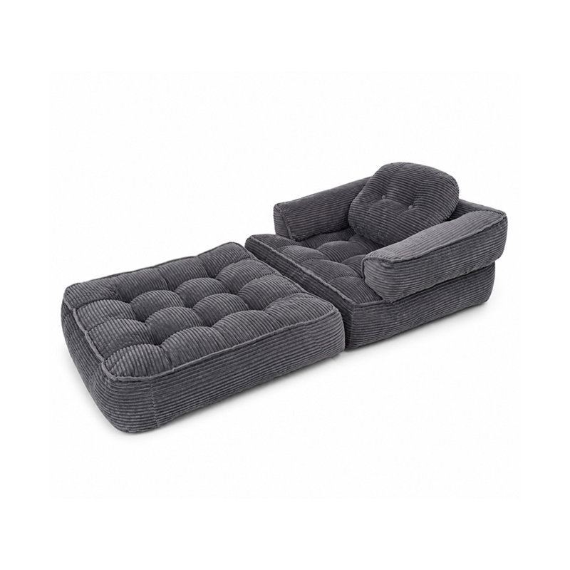 Fauteuil convertible Boneless, Velours côtelé gris foncé