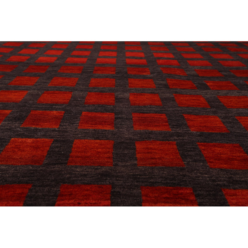 Tapis décoratif en laine de conception unique en laine noué à la main 7 pi 9 po x 9 pi 10 po Faelynn
