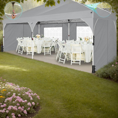 Auvent escamotable 10 'x 20' - Protection solaire UPF 50+ avec verrouillage rapide et toit ventilé