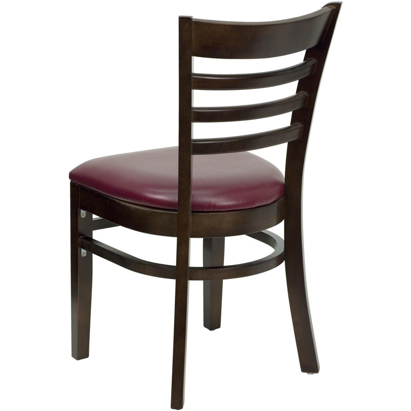 Hercules Ladderback Walnut Dining Chair with Burgundy Vinyl Seat