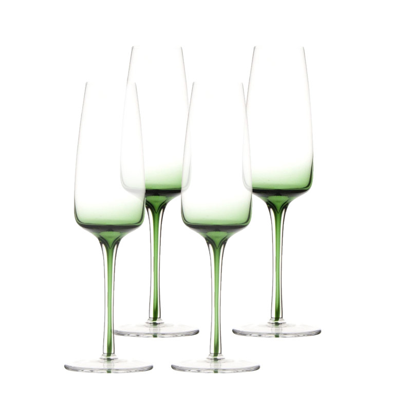 Flûte en verre émeraude Gem 7 oz, Vert/transparent