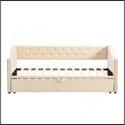 Twin Size Upholstered Daybed With Pop Up Trundle