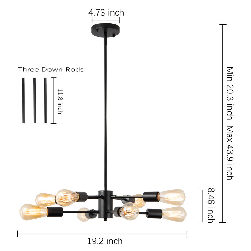 Luminaire industriel plafonnier réglable 8 lumières Modern Spoutnik