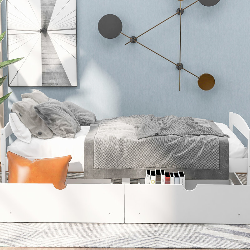 Lit simple blanc avec 2 tiroirs fonctionnels de qualité moderne