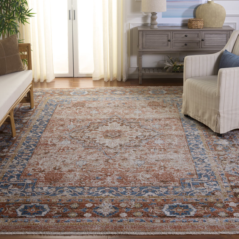 Tapis performance oriental Broomhedge Bijar, Rectangle 9 pi x 12 pi, Ivory/Rust
