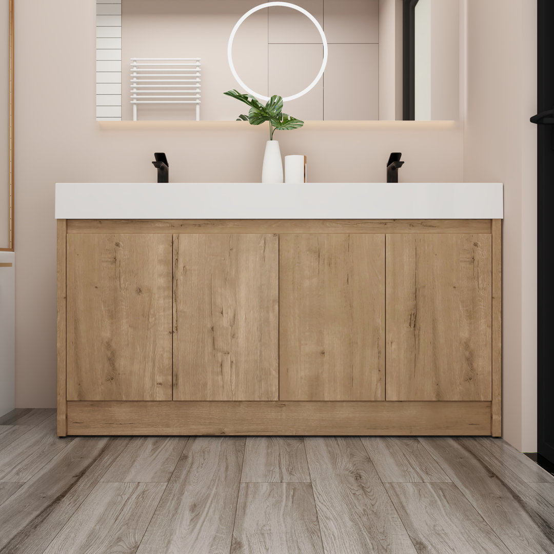 Blossom-Rae 59.08'' Single Bathroom Vanity with Resin Top Latitude Run®