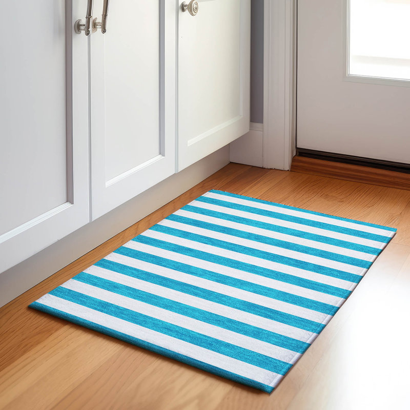 Premium Machine Washable Cerrito AMF528 Teal Rug, Rectangle 1'8" x 2'6"