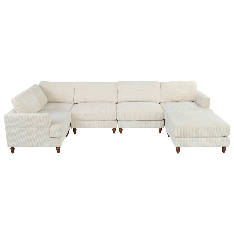 Canapé modulaire en U avec repose-pieds U_Style, Polyester beige