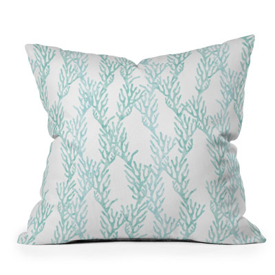 Little Arrow Design Co Coral in Seaglass Throw Pillow