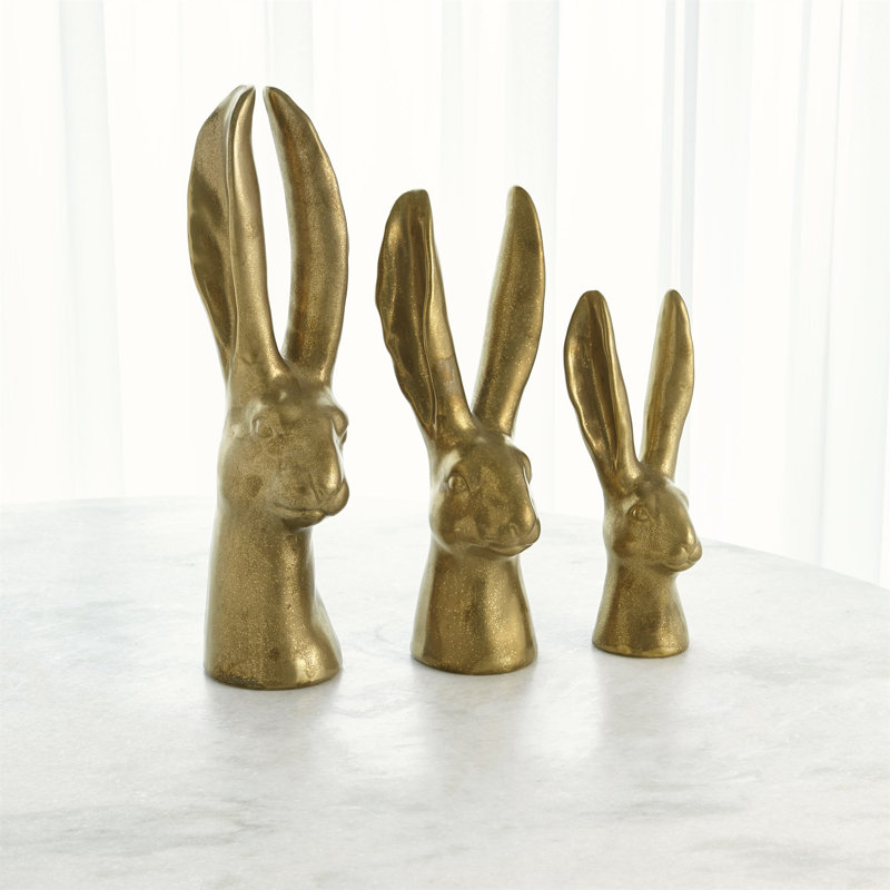 Rabbit Figurine, 16.25" H x 6.25" W x 6.25" D, Matte Gold