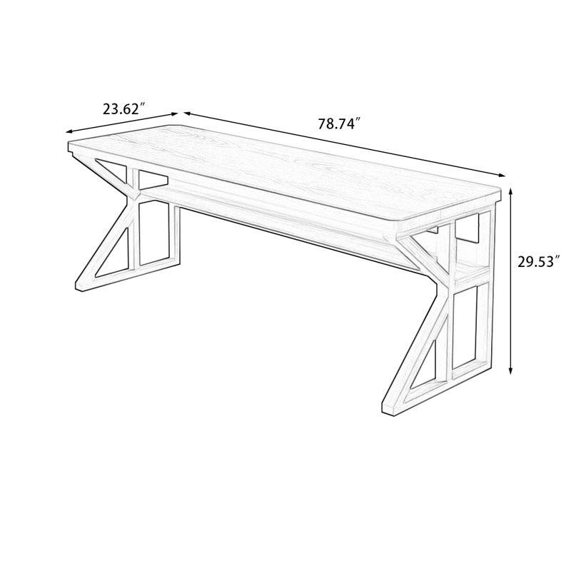 Bureaux rectangulaires en bois massif noyer clair, H 29,53 po x l 78,74 po x P 23,62 po